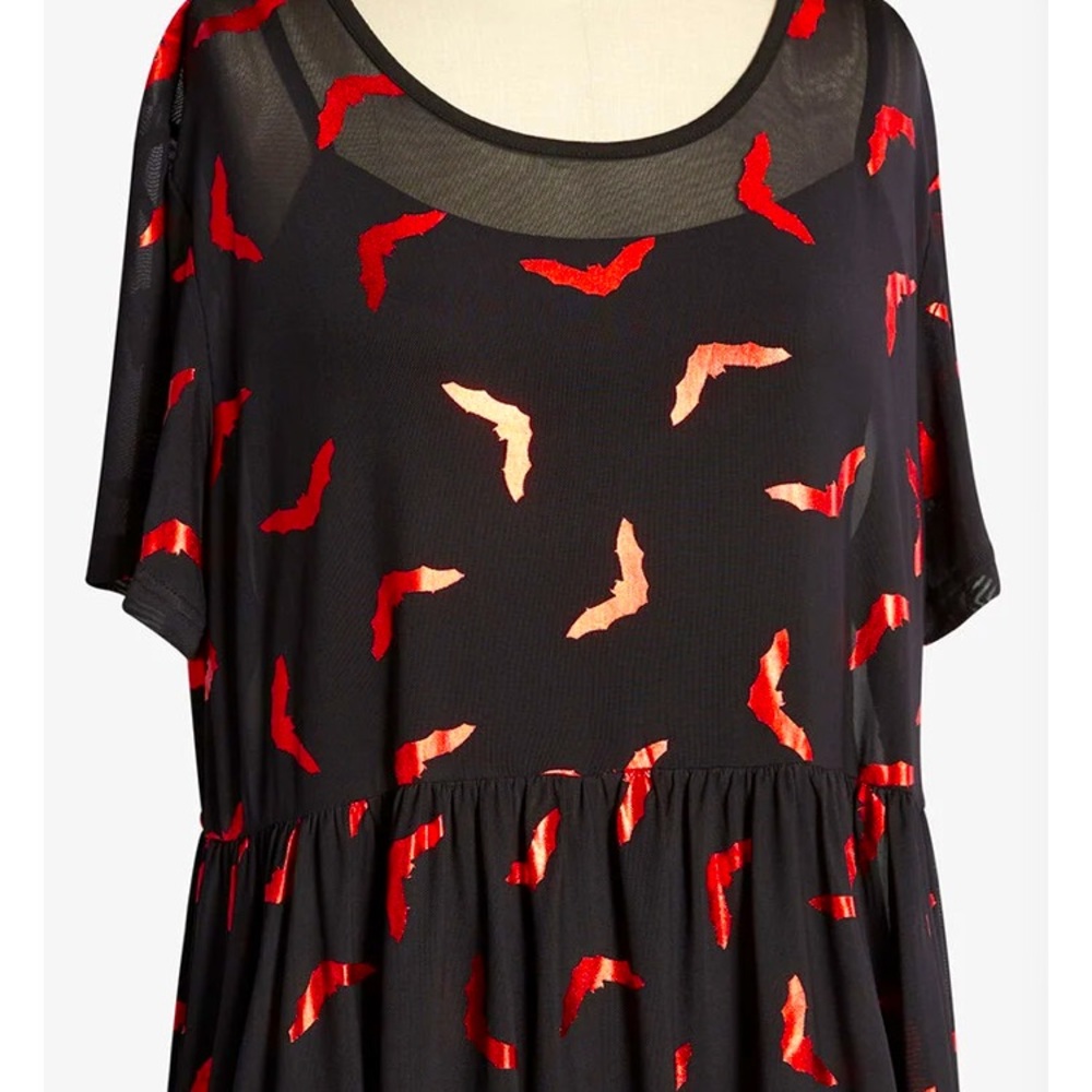 Bat Dress Modcloth Sheer Flowy Bat’s Sake print
